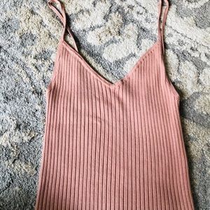 Blush pink ribbed tank small